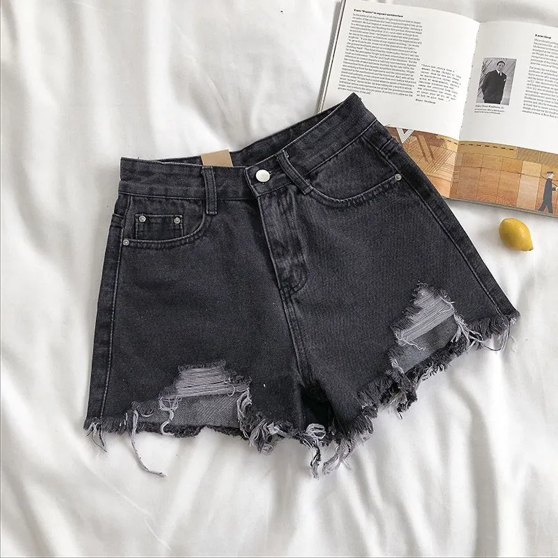 Amy Fashion - Casual High Waist Denim Shorts