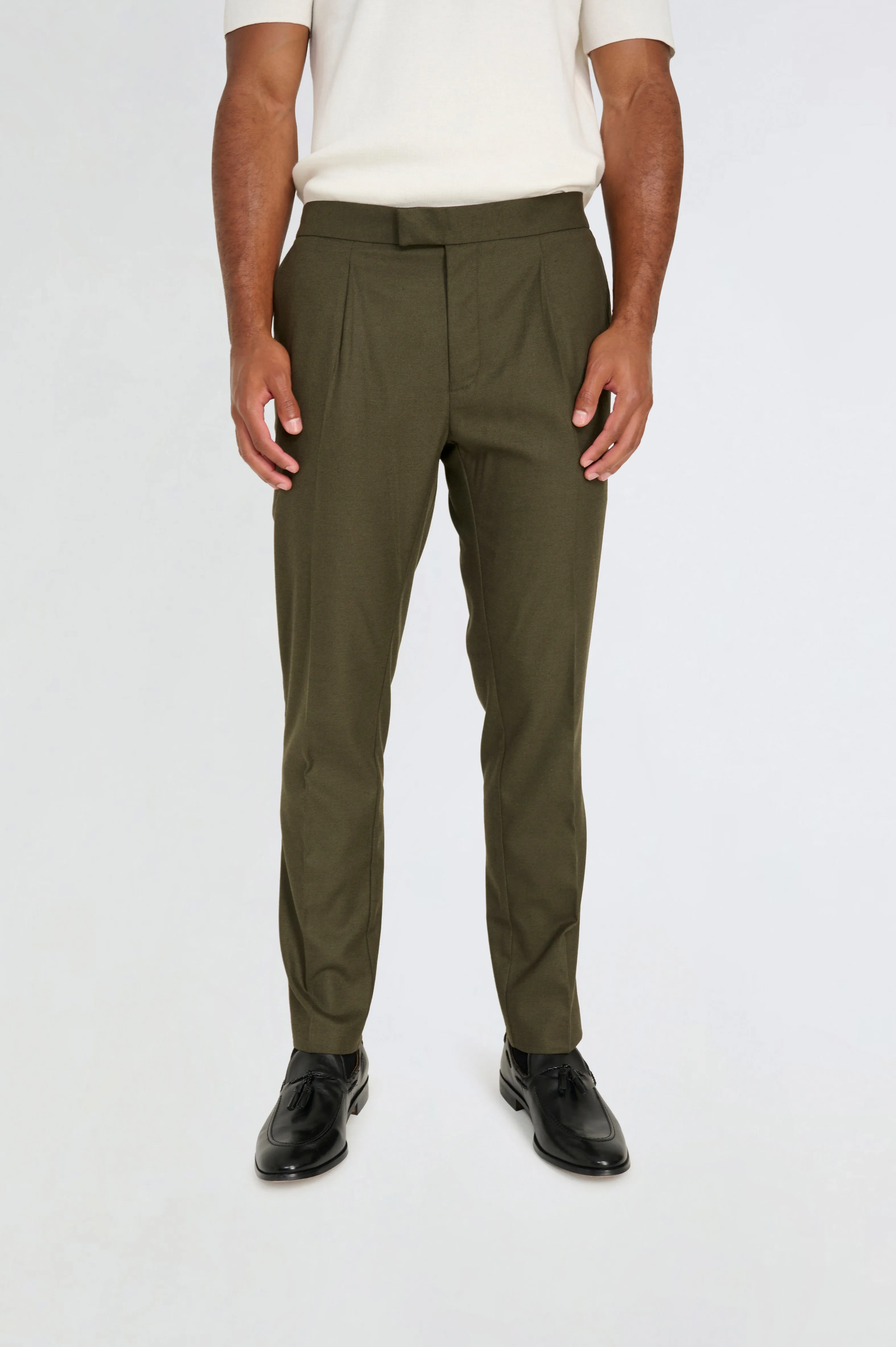 Arthur Flannel Trousers in Khaki