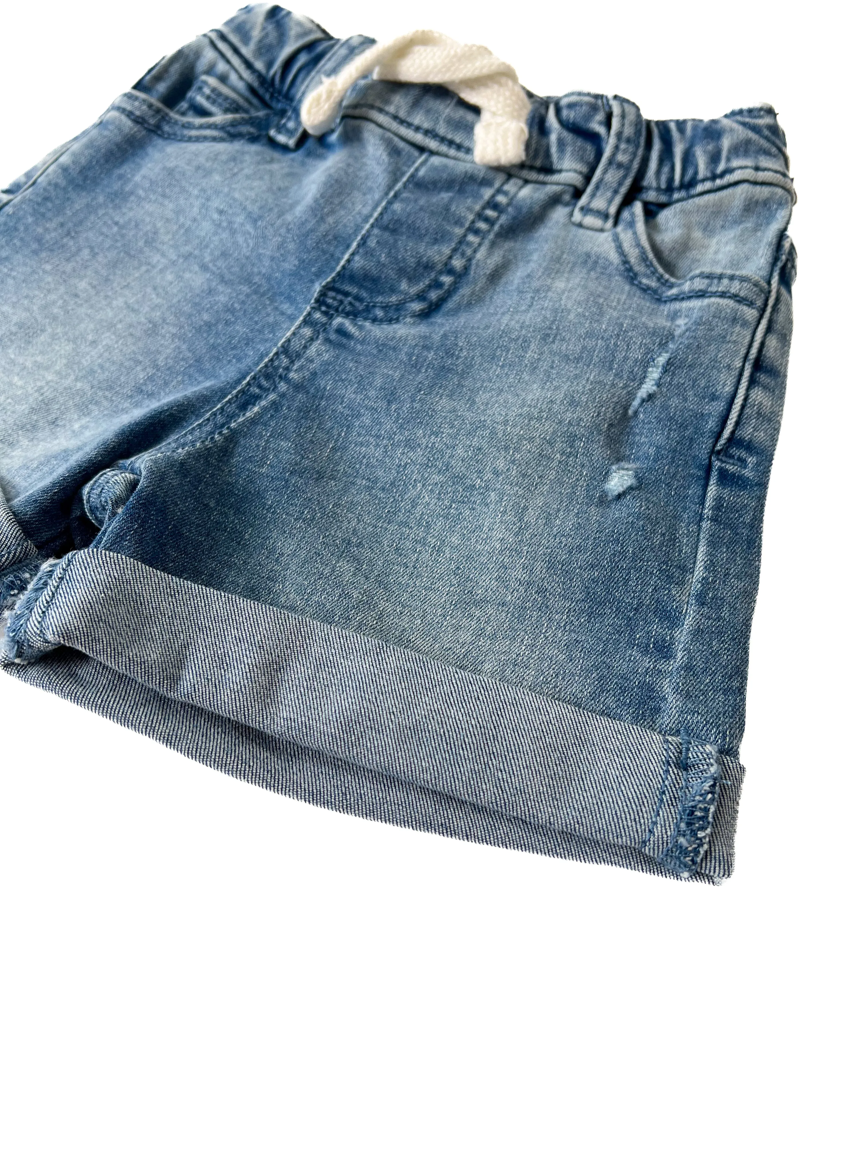 Boy's Rolled Denim Short - Blue Wash