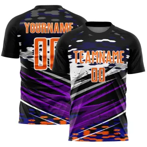 Custom Black Bay Orange-White Lines Sublimation Soccer Uniform Jersey