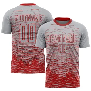 Custom Gray Red Sublimation Soccer Uniform Jersey