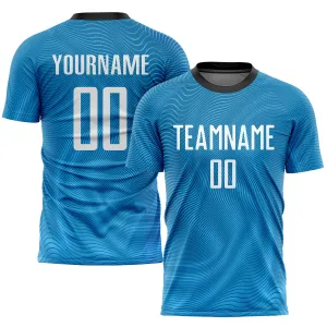 Custom Light Blue White-Black Sublimation Soccer Uniform Jersey