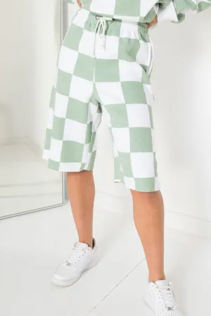 Daisy Street Boy Shorts In Checkerboard Style