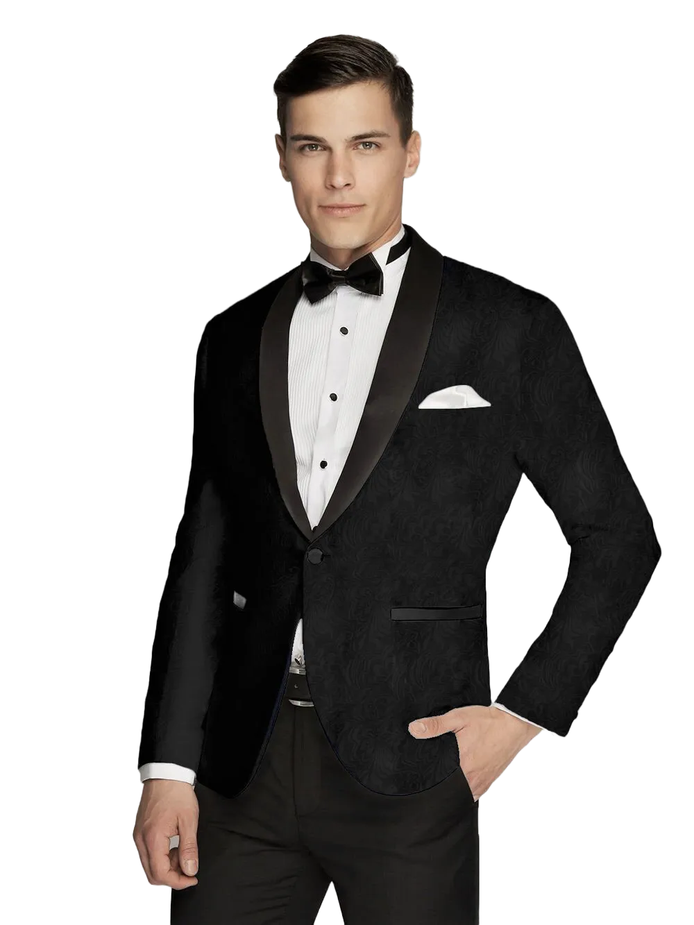 Floral Patterned Black Tuxedo