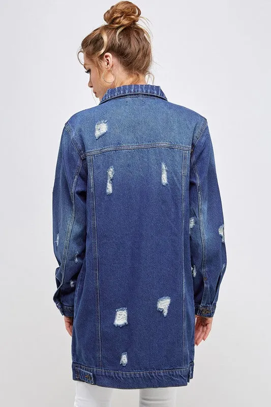 Heather Denim 3/4 Denim Jacket