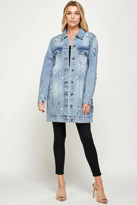 Heather Denim 3/4 Denim Jacket