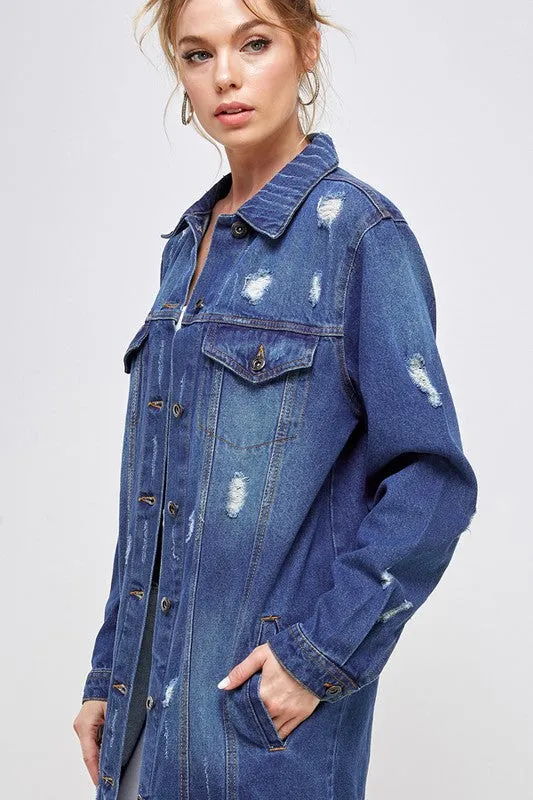 Heather Denim 3/4 Denim Jacket