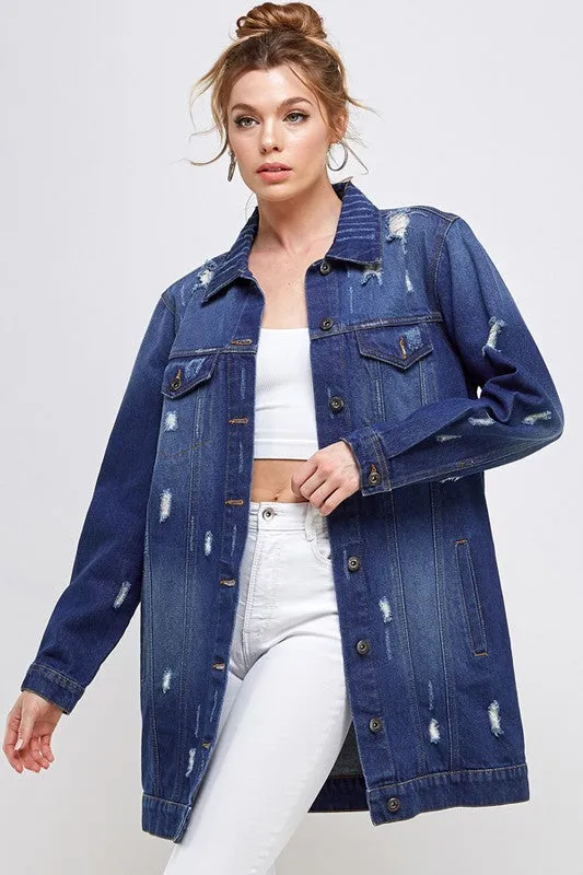 Heather Denim 3/4 Denim Jacket