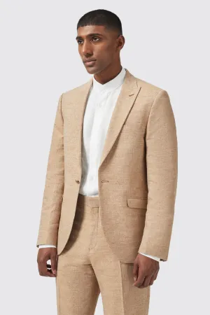 King Slim Fit Tan Linen Jacket - ARCHIVE