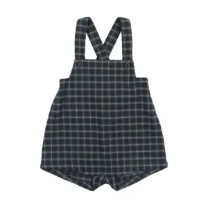 Navy Plaid Suspender Shorts