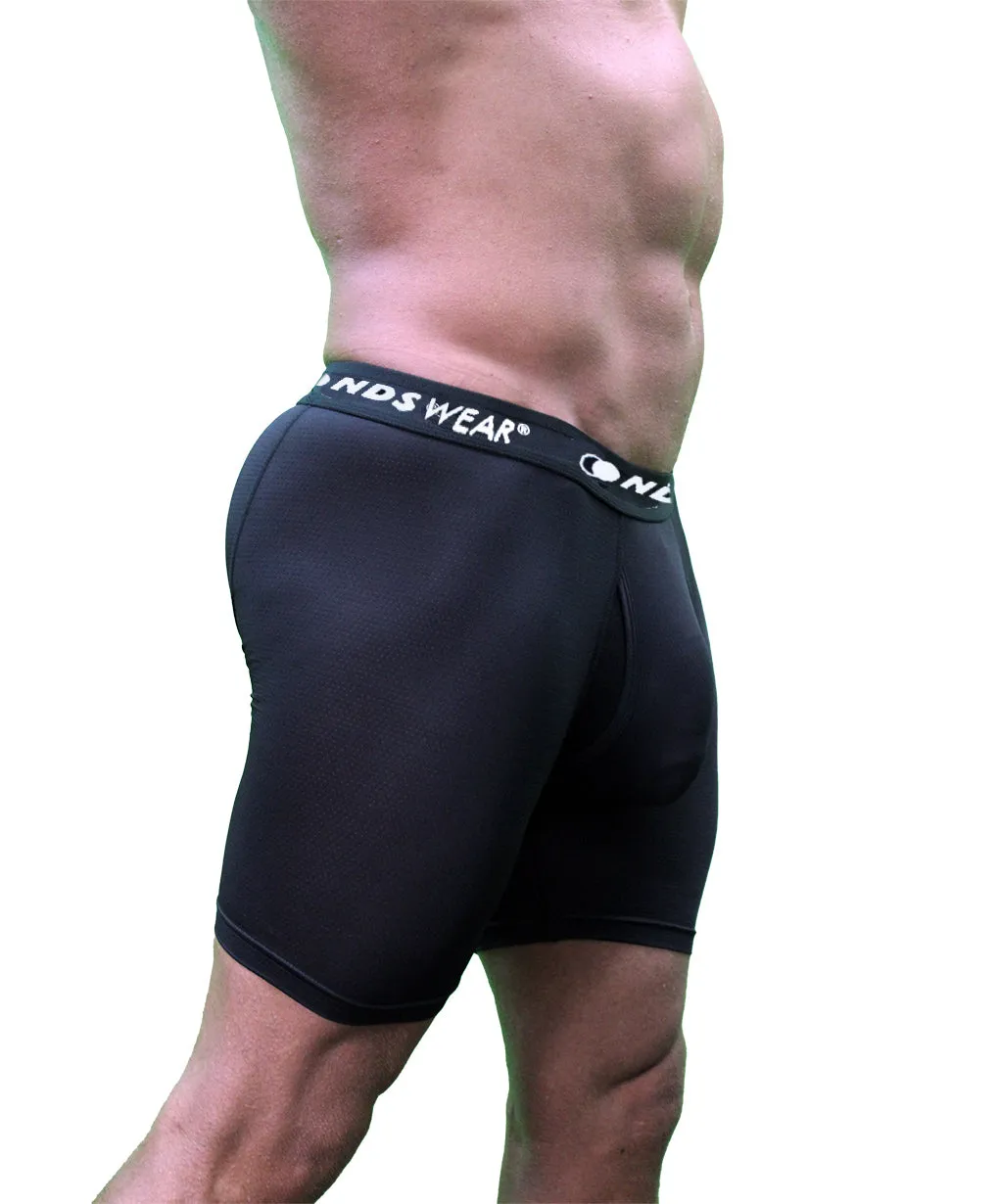 NDS Wear Mens Sport Mesh Boxer-Brief Fly Front 2 Pack Black & Blue