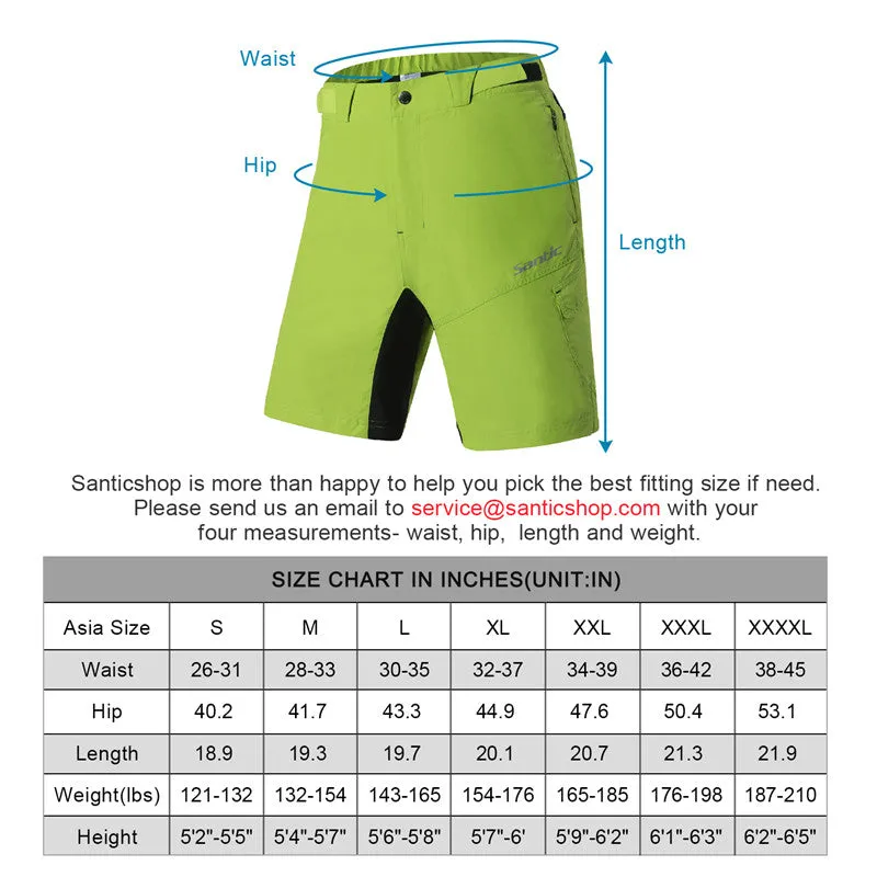 Santic Peak Time Green Men’s Mountain Bike Shorts Loose Fit MTB Shorts