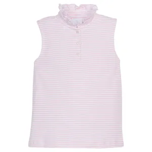 Sleeveless Hastings Polo - Light Pink Stripe