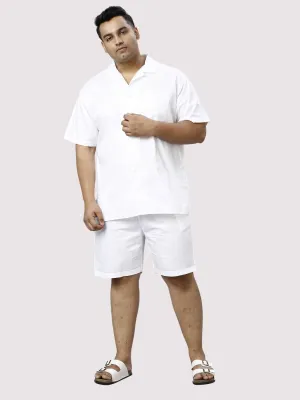 Titan Solid White Half Co-ords Set Men's Plus Size