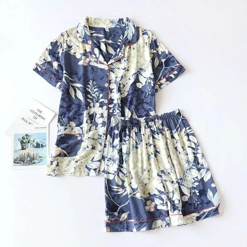 Women's Short Sleeve Shirt and Shorts Sleepwear Set