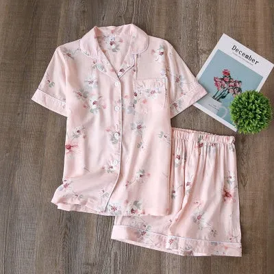 Women's Short Sleeve Shirt and Shorts Sleepwear Set