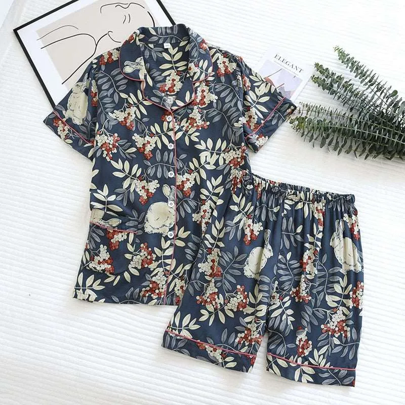 Women's Short Sleeve Shirt and Shorts Sleepwear Set