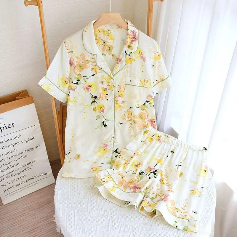 Women's Short Sleeve Shirt and Shorts Sleepwear Set