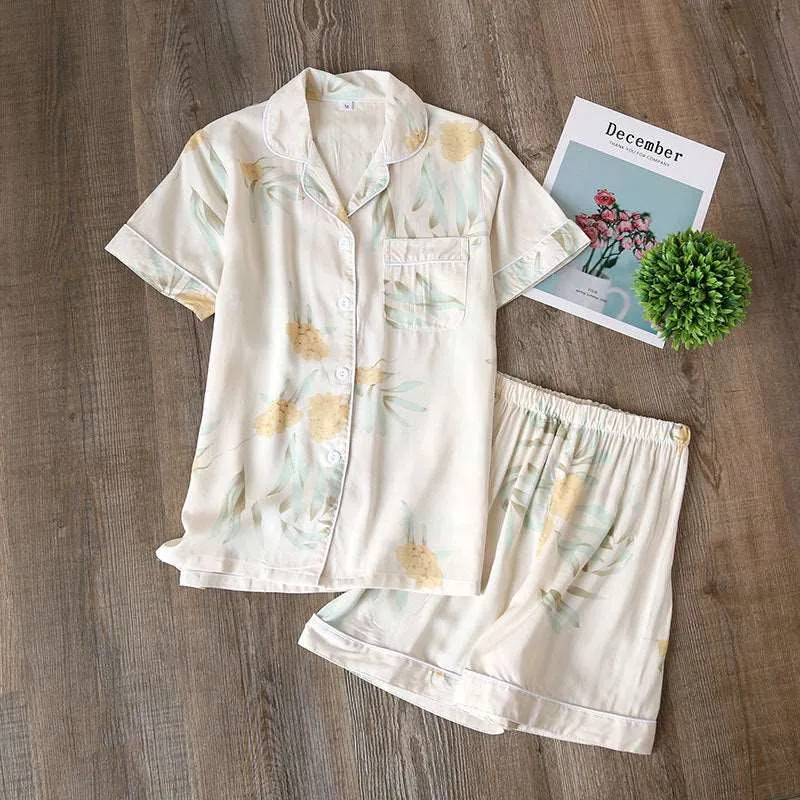 Women's Short Sleeve Shirt and Shorts Sleepwear Set