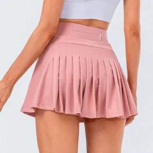 Women's Super Elastic Pleated Tennis Skirt With Shorts and Zipped Pocket