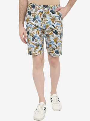 Yellow Printed Slim Fit Shorts | JadeBlue